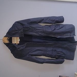 H&M Lined Cinch Waisted Jacket in Navy